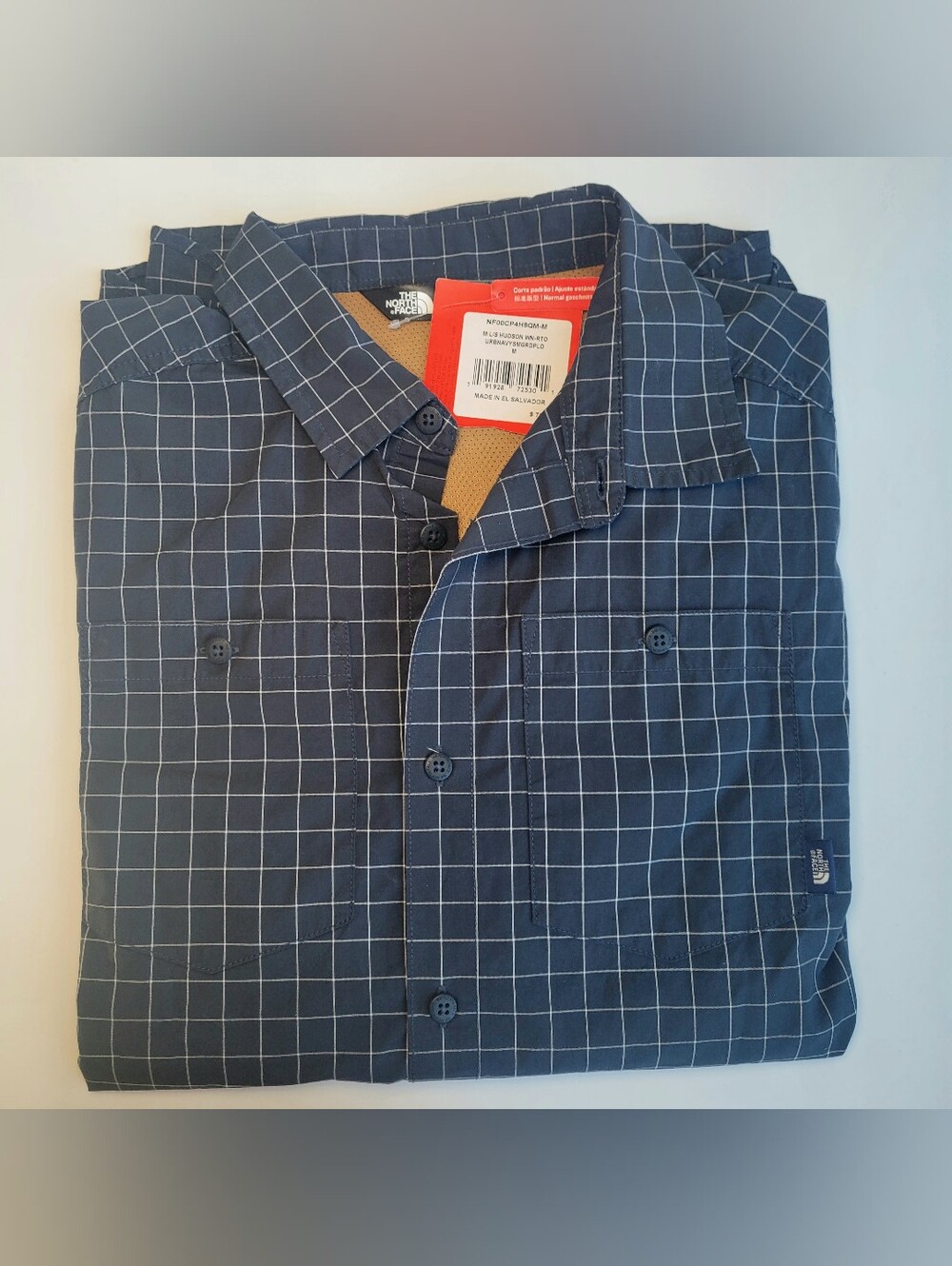 North Face Hudson Shirt Mens Medium Blue Check Long Sleeve Button Up NEW